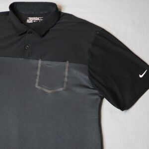 Nike Golf Polo Shirt Men XL Black Color Block Dri Fit Tour Performance Swoosh